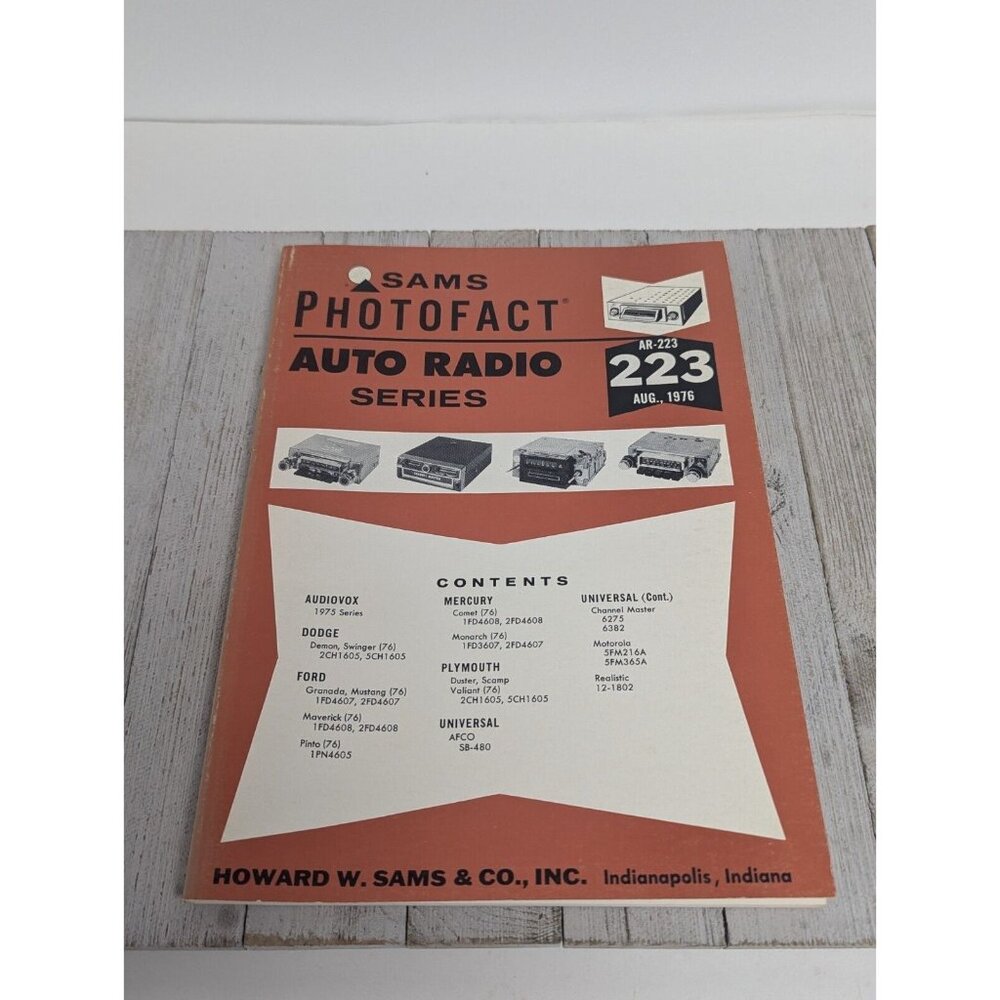 Original Sams PhotoFact Auto Radio Series Book AR-223 August 1976
